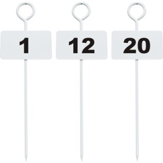 Markiernägel, mit Nummern von 1 bis 20, weiss