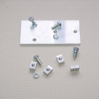 Verbindungsplatte Bodenholm/-rohr mit 6-Kant-Schrauben, M8 x 20 mm, Einsteckmutter M8 x 20 mm und Federring